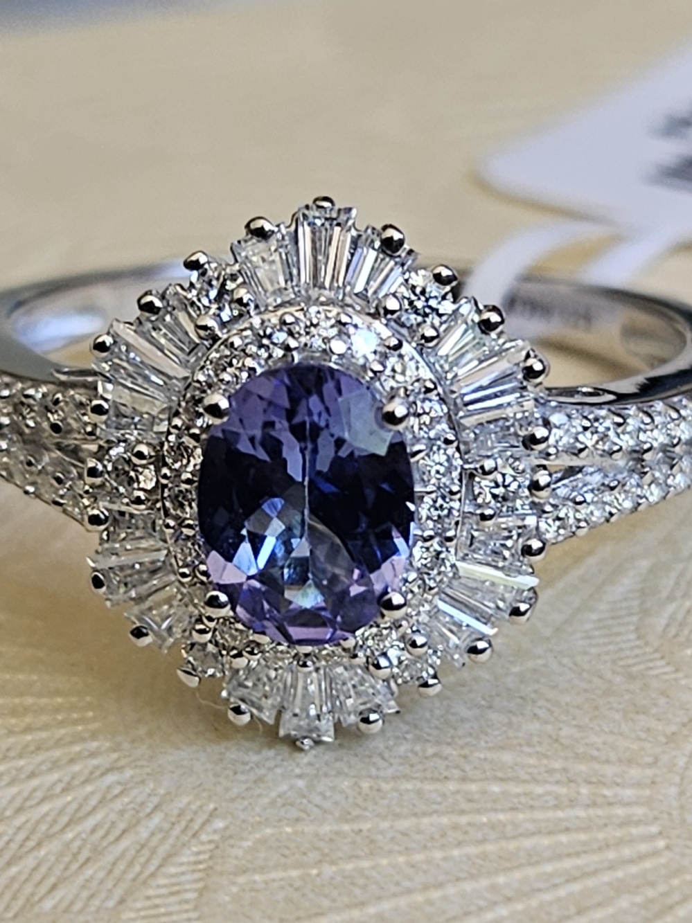 Gorgeous Genuine Tanzanite & Genuine Moissanites Ring